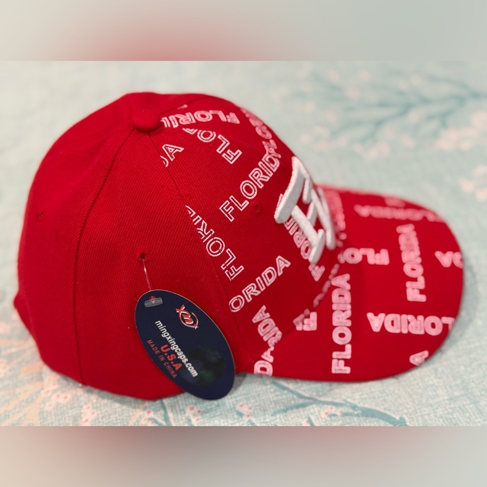 NWT Red Florida Cap with White Lettering - Picture 2 of 4